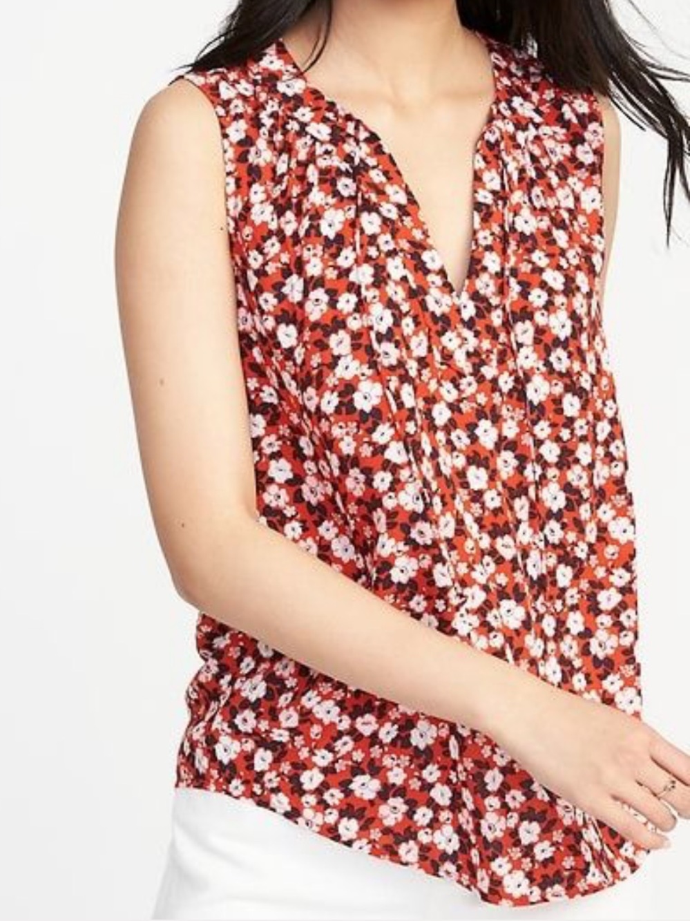 Old Navy Floral Tie Front Sleeveless Top